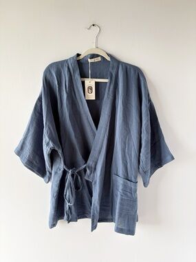 NWT Oddbird Co Kardes Loungewear Separates Top Not Quiet Electric Blue Cotton XL